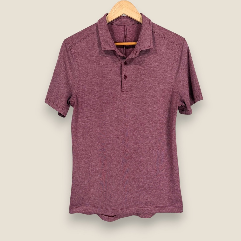 Lululemon Performance Polo Shirt Men Small Pink Burgundy Stretch Wicking Golf